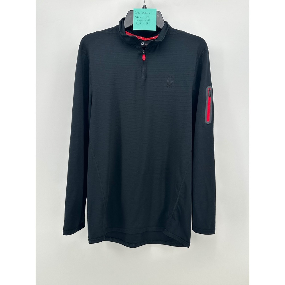 Spyder Active ProWEB Mens Quarter Zip Pullover Black Red Sleeve Pocket